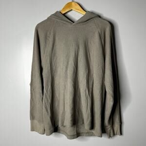 James Perse Thermal Waffle Cashmere Hoodie Women's Large Gray Minimalist Cozy